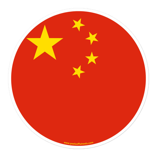 A sticker featuring the Chinese flag.