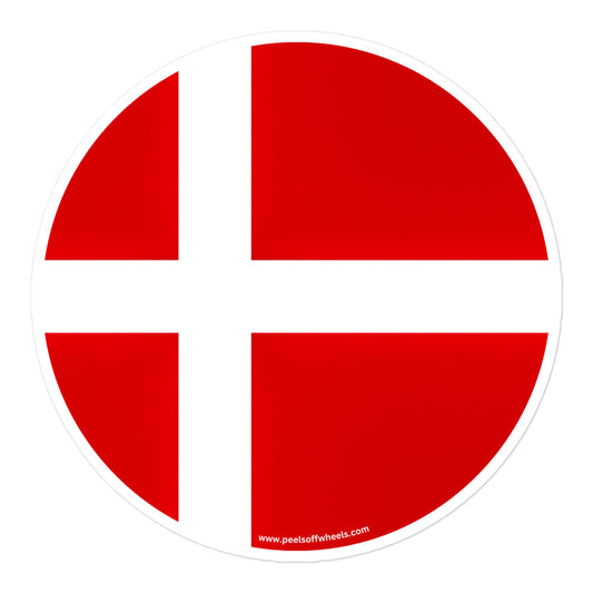 A sticker featuring the Danish flag.