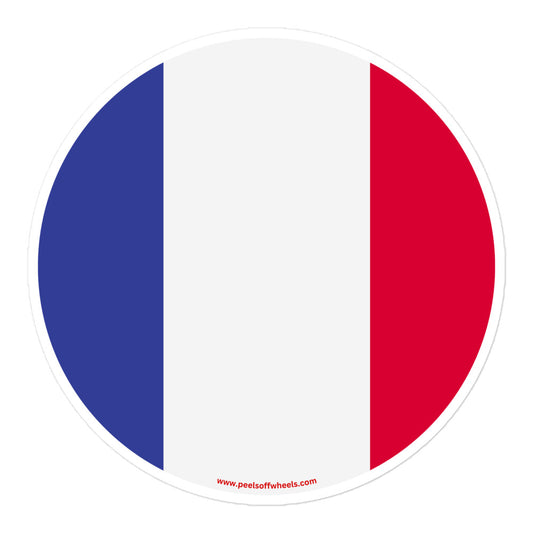 A sticker showcasing the French flag.