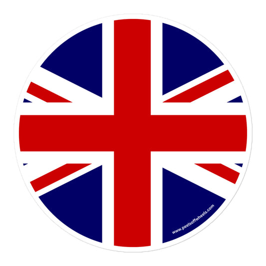 A sticker featuring the British flag.