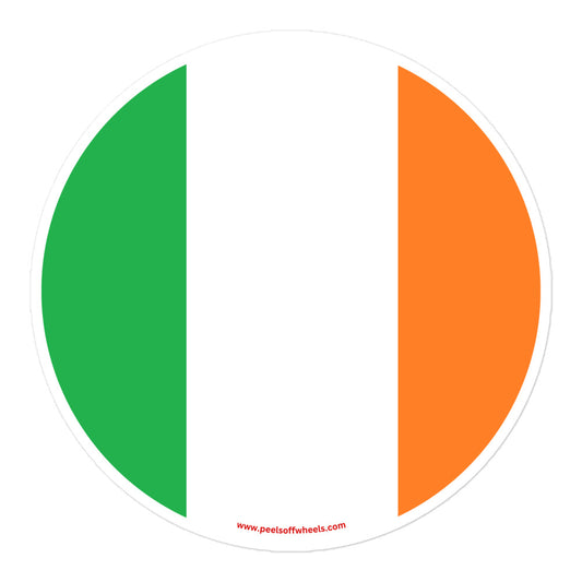 A sticker showcasing the Irish flag.