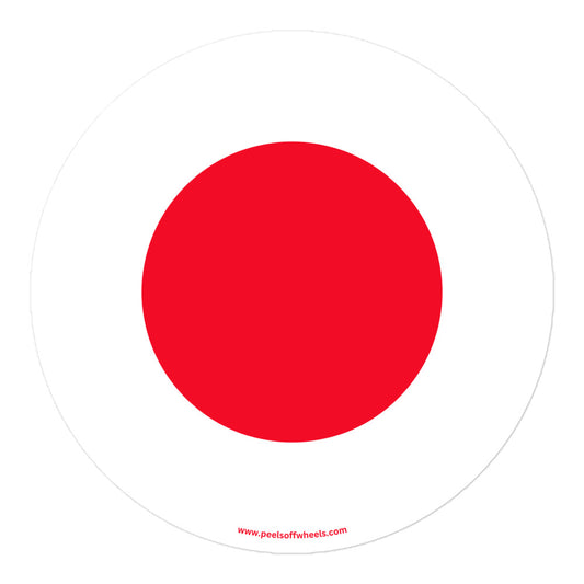 A sticker showcasing the Japanese flag.