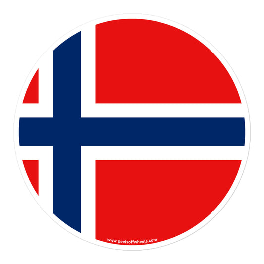 A sticker showcasing the Norwegian flag.