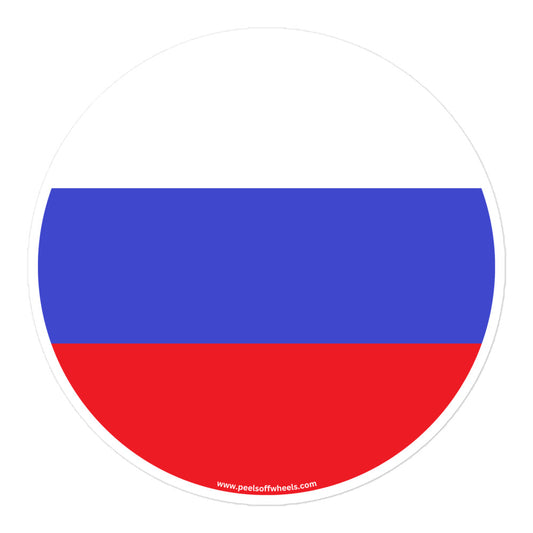 A sticker showcasing the Russian flag.