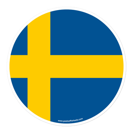 A sticker showcasing the Swedish flag.